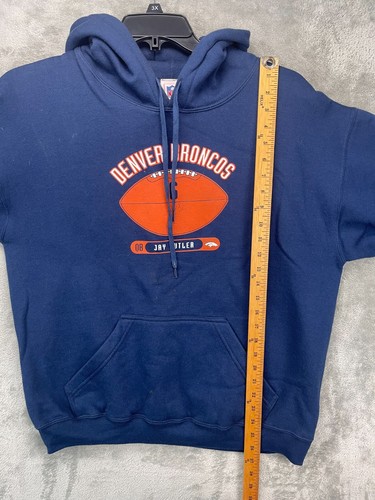 NFL Players Men's Denver Broncos Hoodie Large Blue Fleece Jay Cutler Autographed - Picture 5 of 9