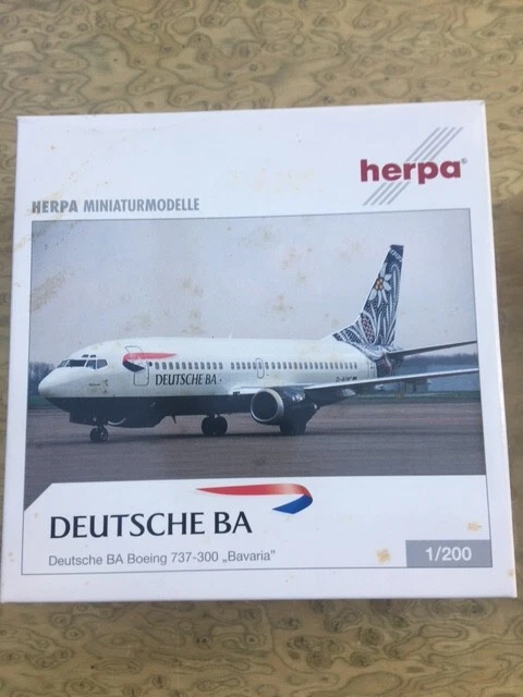 HERPA DEUTSCHE BA Boeing 737-300 "Bavaria" 1:200  Neu OVP Sehr selten 550260
