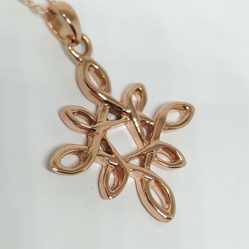Celtic Love Knot Pendant 14K Rose Gold Plated Endless Infinity Irish NEW - Picture 4 of 4