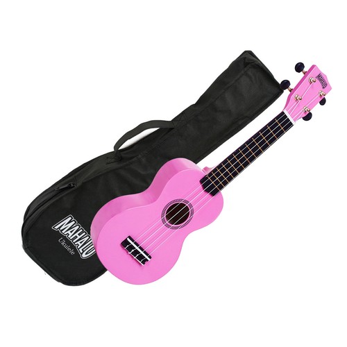 MAHALO Rainbow Series Soprano Ukulele MR1-PK PINK Finish Aquila Strings Gig Bag - Picture 3 of 3