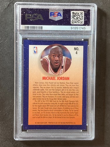 1992 Fleer Team Leader #4 Michael Jordan PSA 7 - Foto 2 di 2