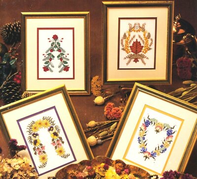 Great Big Graphs THE ART OF PRESSED FLOWER 4 Cross Stitch Charts/Leaflet seasons