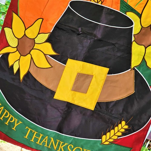 VTG Thanksgiving Pilgrim House Wall Flag Hanging Garden Yard Wind Banner 41 x 29 - Picture 6 of 6