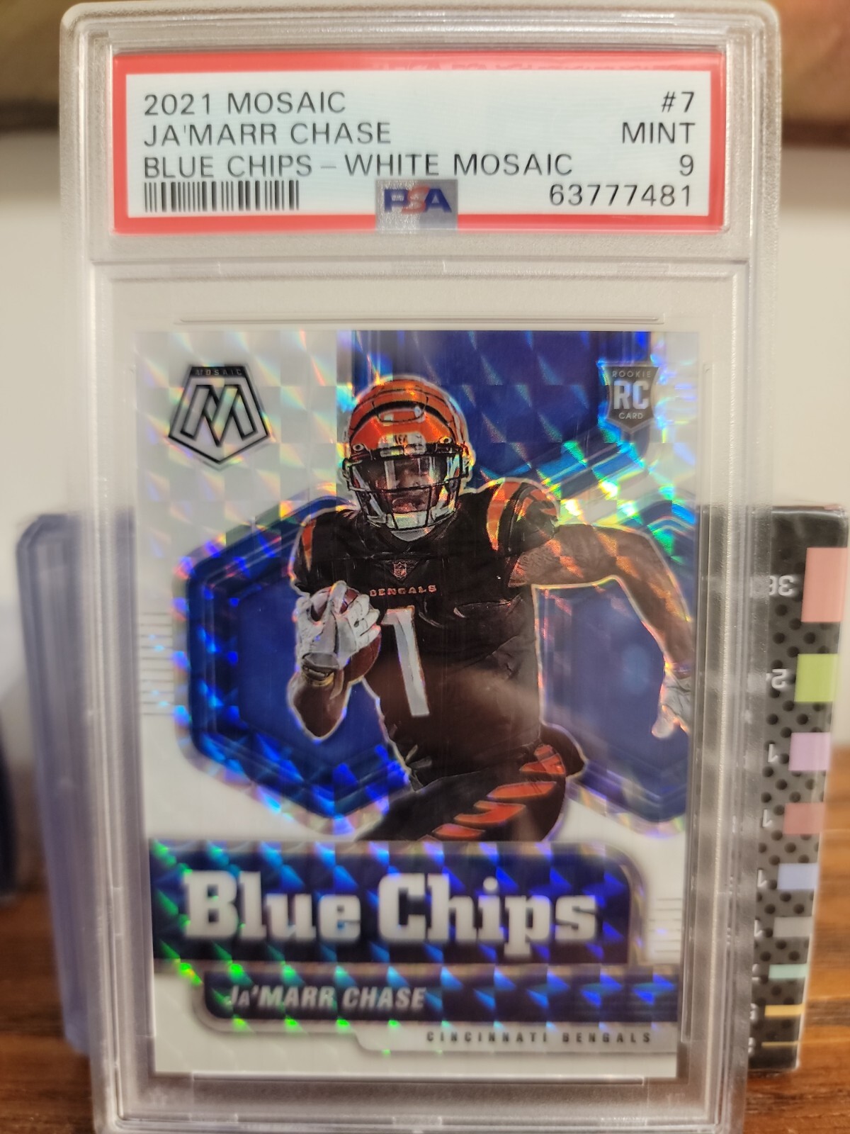 JaMarr Chase Panini Mosaic Blue Chips #7 White Mosaic
