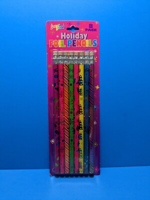 Vintage Lisa Frank Holiday Foil Pencils 8 Pack X-Mas Christmas NEW