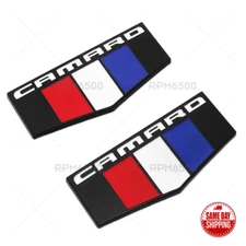 2x For GM Chevy CAMARO Logo Fender Marker Emblem 3D Black Sport Badge RS SS ZL1