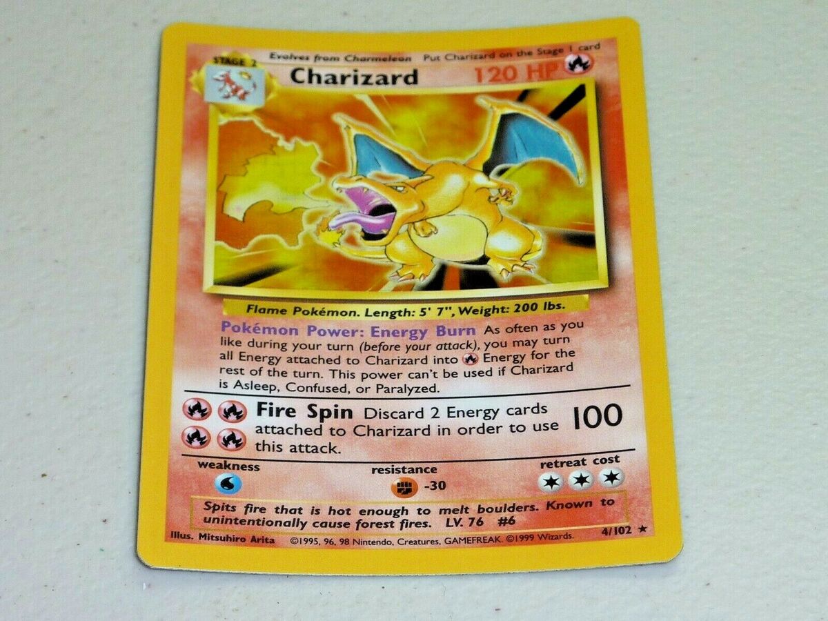 pokemon charizard 4/102 rare holo card baseset unlimited