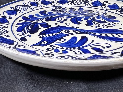 Piatto ceramica rustica vintage Korond rumena blu e bianca 9,5” arte popolare europea - Foto 18 di 23
