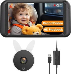 Baby Car Camera with 4.5" Monitor, 1080P HD, Night Vision, Record & Playback