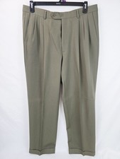 VTG Givenchy Monsieur Pants Men's 36 X 29 Brown Pleated Dress Trousers Cuffed