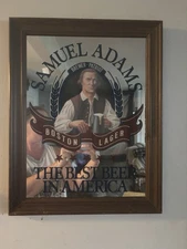 Vintage Samuel Adams Boston Lager Mirror Sign Beer Advertising Collectible Bar