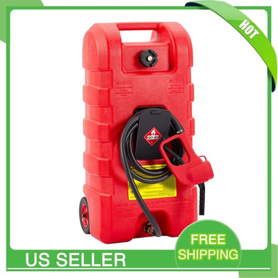#ad 60L Heavy Duty Fuel Tank with Manual Transfer Pump Portable Gas Caddy w Wheels $100.98