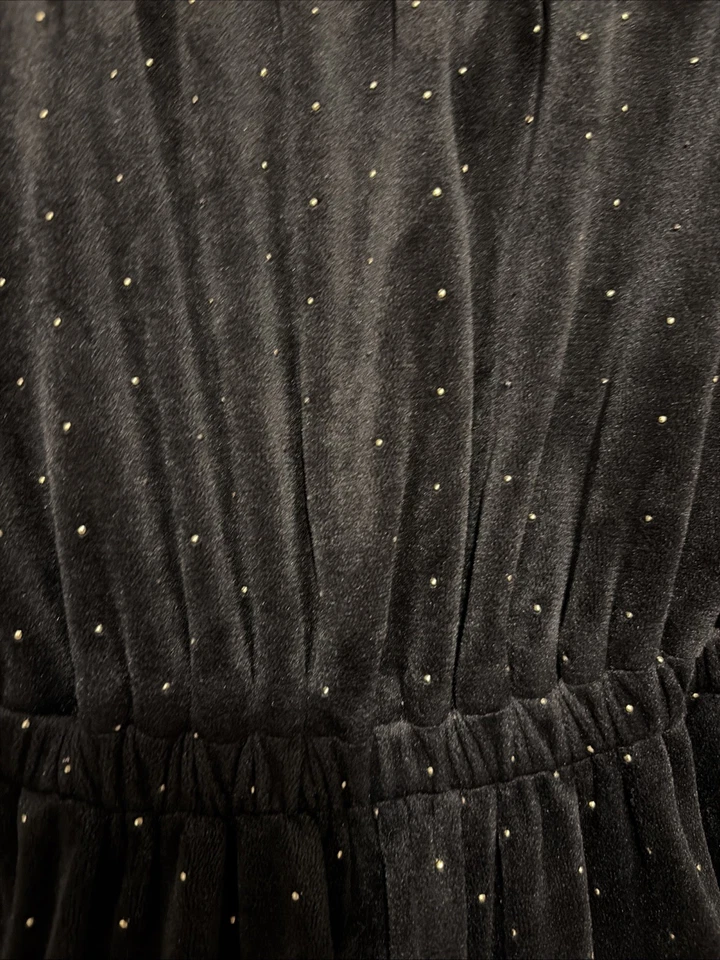 Tahari Girls Size 8 Velvet Black And Gold Polka Dots Jumpsuit - Image 3 of 4