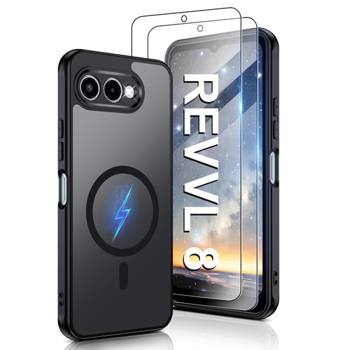 Pilaru Magnetic for T-Mobile REVVL 8 Case with 8, Matte black