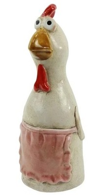 Zaunhocker Huhn mit Schürze H:21 cm aus Keramik - Zaun Deko Garten Henne