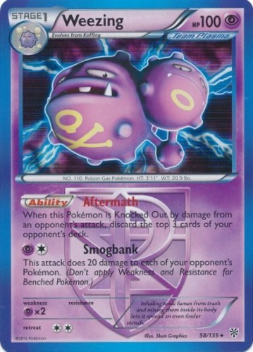 1x Weezing - 58/135 - Holo Rare Lightly Played Pokemon BW - Plasma Storm