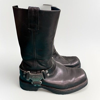 Harley Davidson Mens Size 9 Motorcycle Boots Black Leather Mega Harness 91345