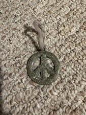 Peace Sign Ornament Silver Glitter Christmas Peace Sign