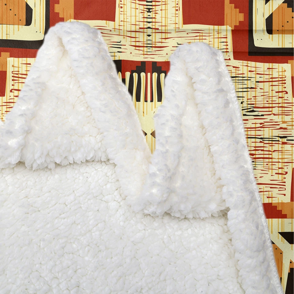 Manta Geometría Sherpa Manta de Vellón para Sofá Cama Gruesa Cálida Regalo 90*90 pulgadas Foto 3 de 4