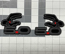 Angry COYOTE Head RED EYE 5.0 Emblem Badges M-Bk/Blk Fender Aggressive Racing