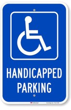 Lot of 3 Handicapped Parking Sign, 12 x 18in 3M Reflective Aluminum Made In USA