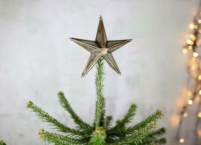 Stern Baumspitze, Gold Messing & Spiegelglas Bakara Nkuku Metallic Rustikal Weihnachten