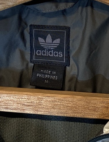 Adidas Grun Jacket Mens M Blue Black Full Zip Windbreaker Pockets Lined - Picture 2 of 20