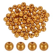 100 Pcs Natural Wooden Beads for Crafts, Light Gold 16mm Dia, 4mm Hole 