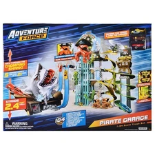 Adventure Force Five-Level Pirate Garage Track Set with Cars and Spiral Tracks