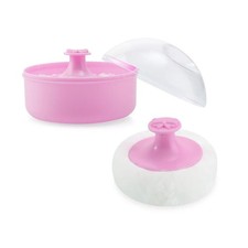 Baby Powder Puff 9.3cm Case Pink - Soft Body Container for Quick Touch-Ups