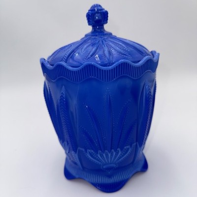Fenton Periwinkle 100th Ann HP Cactus Jar HP by K. Brightbill FFOGKC 2005