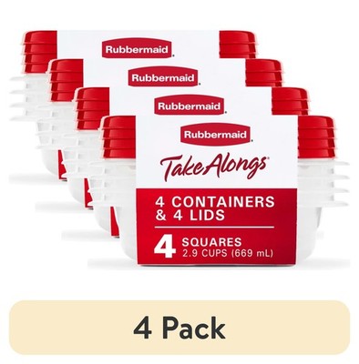(4 pack) Rubbermaid TakeAlongs 2.9-Cup Square Food Storage Containers, 4-Pack 