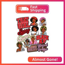 Jongdari 13Pcs Black Girl Iron On Patches Sassy Applique for Jackets Hats