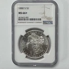 1880-S Morgan Silver Dollar NGC MS66+ Blast White GEM BU PQ Better Than MS66