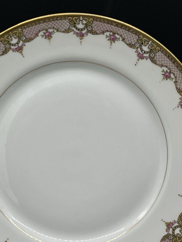 Dinner Plate JBT & Cie LIMOGES Touze Pink Flowers Gold Accents Rooster Stamp 10" - Picture 11 of 17