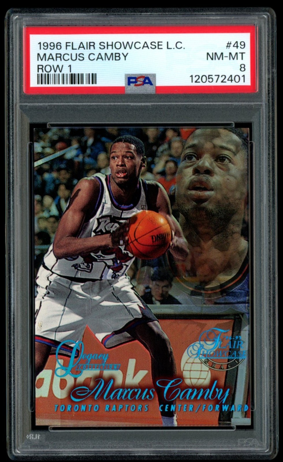 1996 Flair Showcase #49 Marcus Camby Row 1 Legacy Collection #1/150 PSA 8
