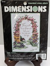 Dimensions The Path 6731 counted cross stitch kit, floral, flowers, house NEW