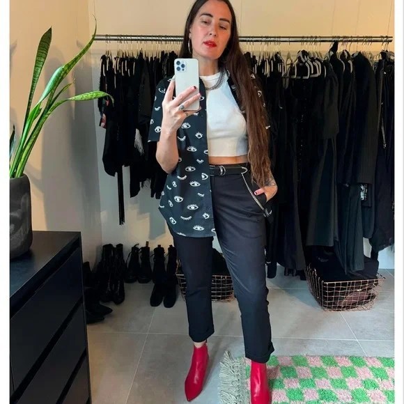 Pantaloni Slim Donna Wildfang Ace Collezione - Nero, Taglia 8, Cintura Inclusa