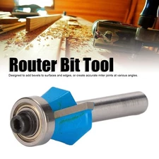 Router Bit 45 Degree 1/4in Round Shank Chamfer Tool With Top Bearing Tool Part