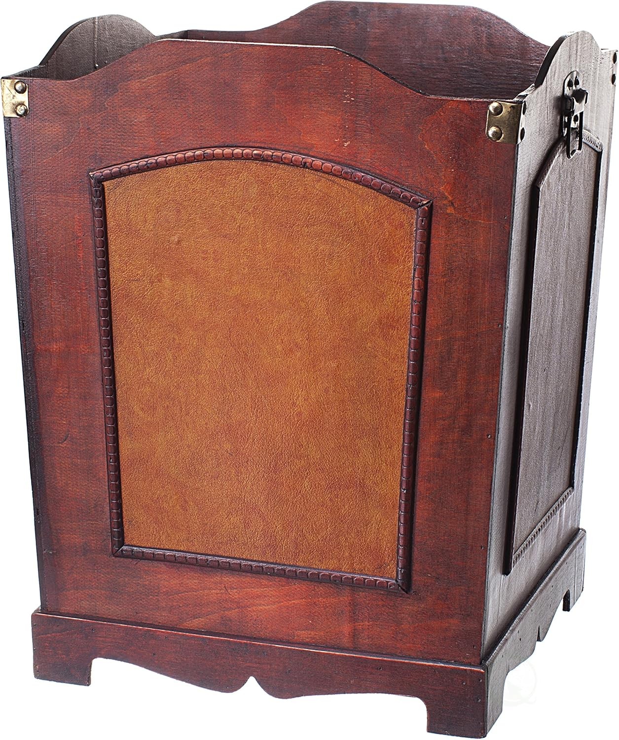 Vintiquewise(TM) Antique Wooden Waste Can/Bin with Handle Gray 