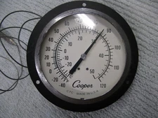 COOPER CTC THERMOMETER -40* - 120*F Commercial w/ probe. 4" dia. face. USA