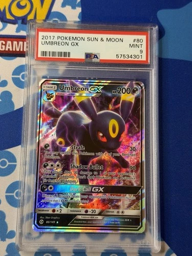 2017 POKEMON SUN & MOON #80 UMBREON GX PSA 9