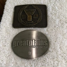 YMCA Buckle Spec Cast Inc And Great Plains Oil Field Nickel Plated Buckle