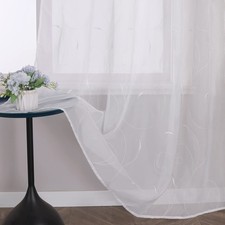 1 Pack Embroidery Curtain in Leaves Pattern with Loops Curtains WxH 140x22...