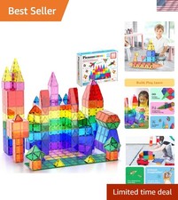 60 Piece Set 60pcs Magnet Building Tiles Clear Magnetic 3D Blocks Constructio...