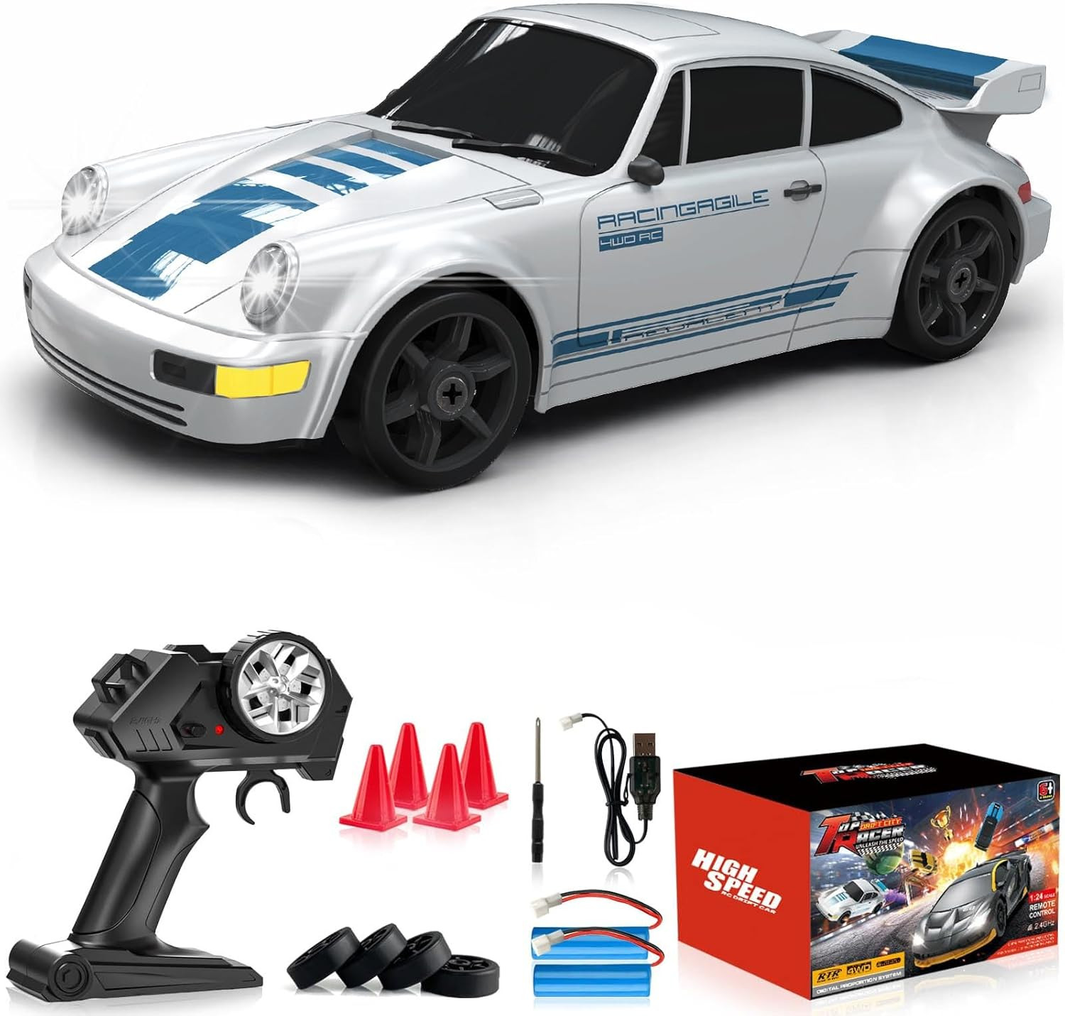 Rc Drift Car 2.4ghz 1:24 4wd 15km/h High Speed Racing Sport 