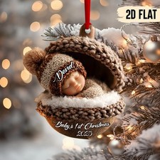 Personalized Baby  s First Christmas Ornament 2025   Personalized 2D Flat