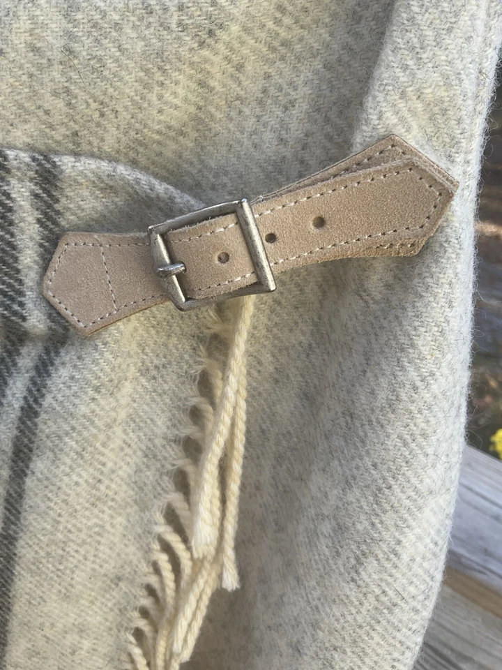 Falda Manta Lana Lauren Ralph Lauren Vintage Talla 10 Beige Tostado Flecos Cuero L Foto 4 de 4