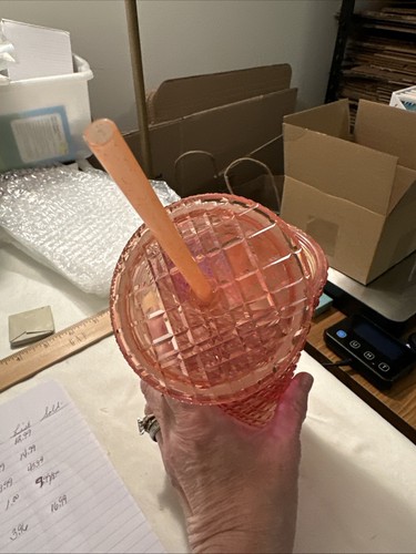 Bellissimo Starbucks rosa lucido pesca taglio diamante con coperchio, cannuccia/bicchiere 16 oz. - Foto 3 di 12