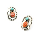 Southwest Sterling Turquoise Red Coral Spiny Oyster Earrings Lot of 5 #S5322-1 — photo 2